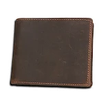 Carteira masculina RFID em couro Crazy Horse, curta e casual. Combine segurança com estilo e praticidade, perfeita para o uso diário. — foto 6