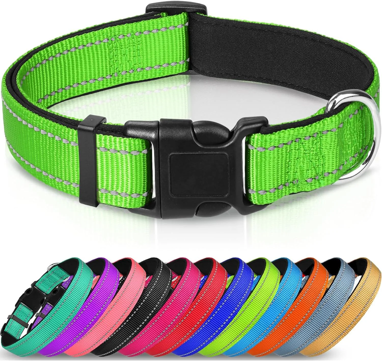Title 10, Adjustable Reflective Nylon Webbing Dog Collar....