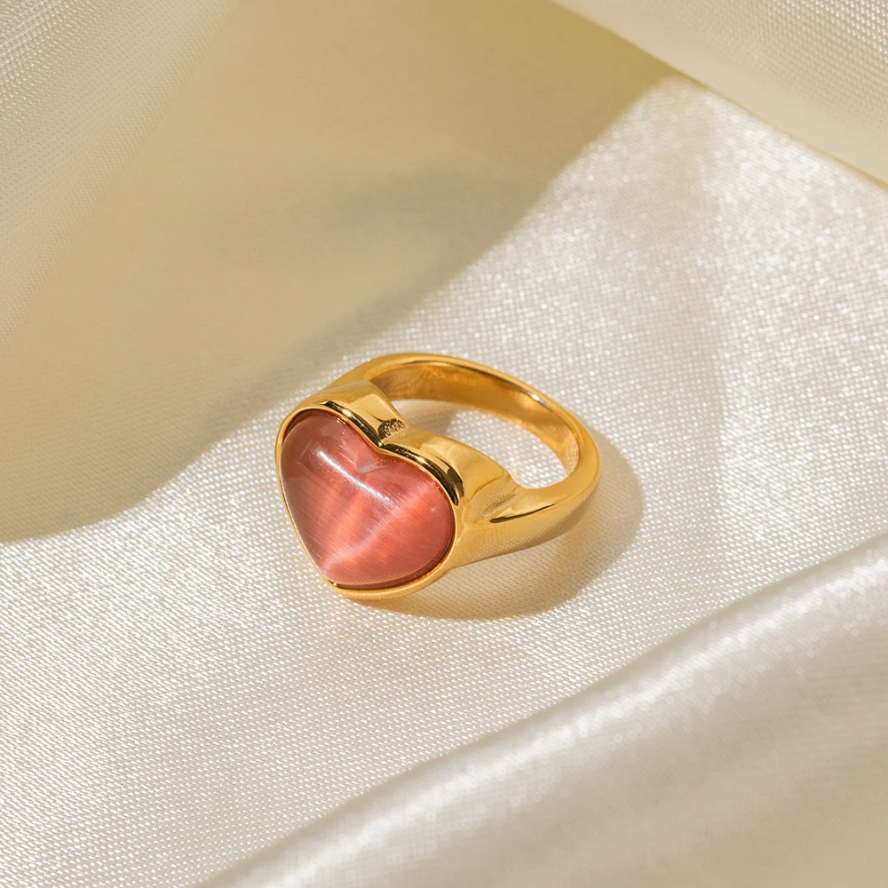 Anel de aço inoxidável com opala para mulheres Joia fashion e elegante. Perfeito para uso diário e ocasiões especiais. Design moderno e durável. — foto 10