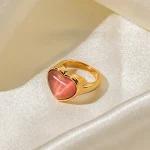 Anel de aço inoxidável com opala para mulheres Joia fashion e elegante. Perfeito para uso diário e ocasiões especiais. Design moderno e durável. — foto 10