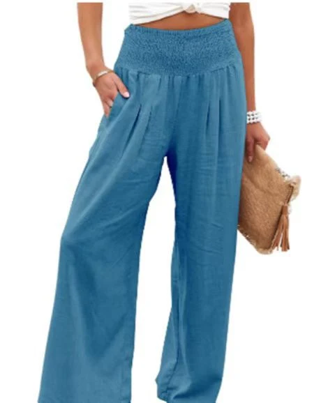Women's Pants Casual Wide Leg Cotton Linen Loose Trousers Comfortable and Breezy Perfect for Everyday Wear Relaxed Fit B — photo 4