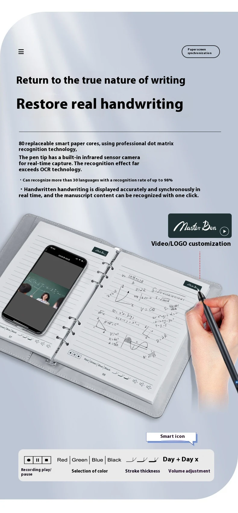 Title 2, Multifunctional Fingerprint Lock A5 Notebook wi...
