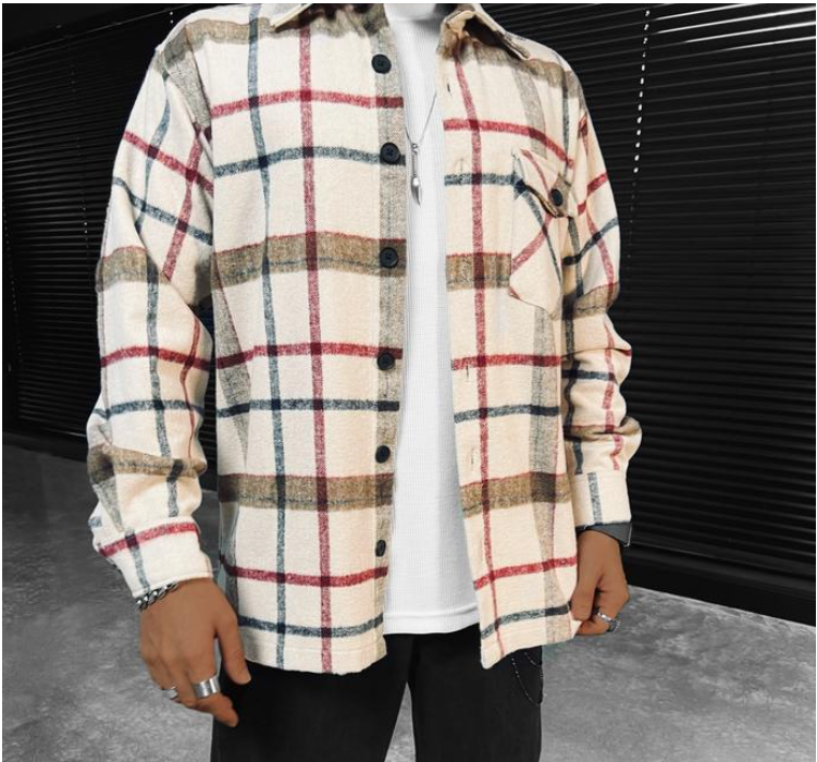 Camisa masculina manga longa com lapela e estampa contrastante. Conforto e estilo para um visual moderno e elegante em qualquer ocasião. — foto 15