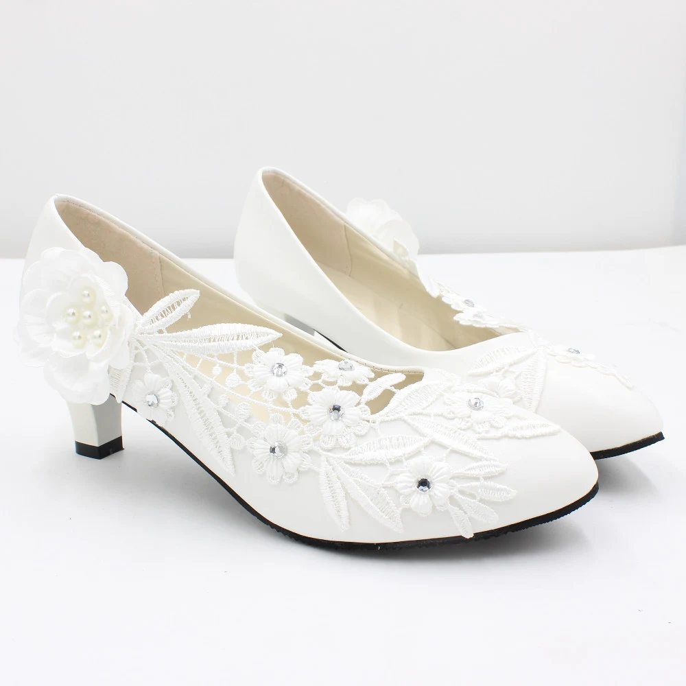 Title 5, White High Heel Large Size Wedding Shoes Round ...