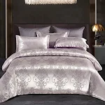 Conjunto de Cama de Casamento Luxuoso Europeu em Jacquard de Cetim, Quatro Peças, para uma noite romântica e sofisticada. — foto 6