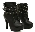 Women's Black Ankle Boots Motorcycle Style Thin High Heel Double Buckle for a Chic and Edgy Look. — photo 2