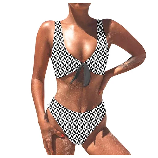Title 9, Print Knotted Wide Strap Split Bikini. Stylish ...