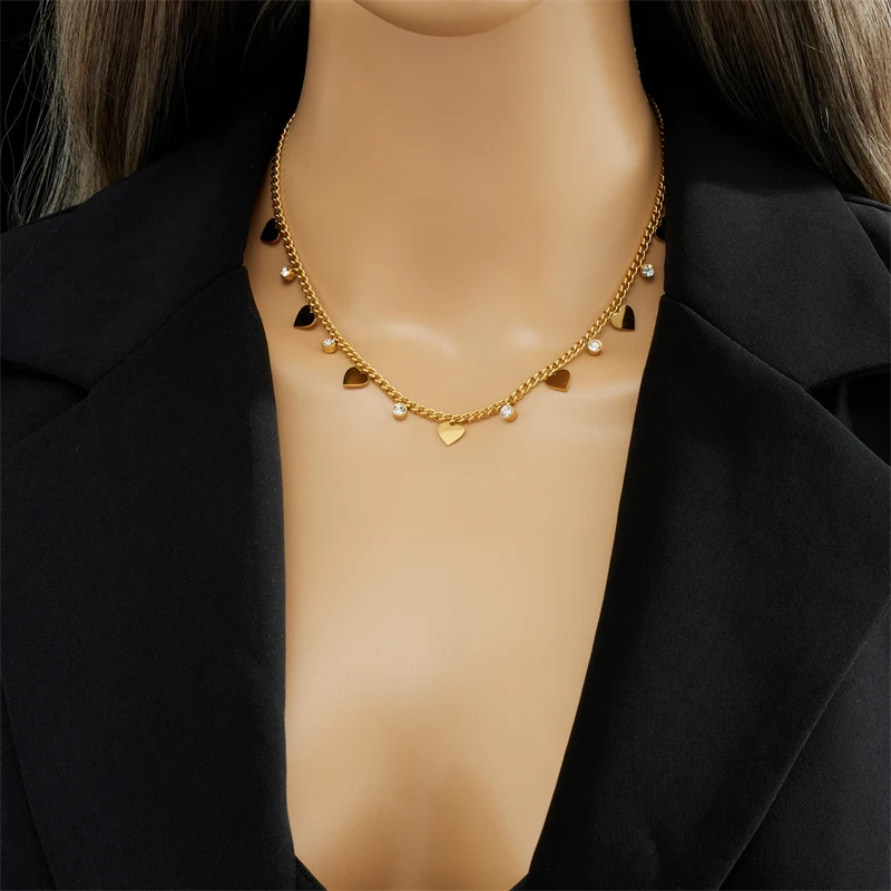 Colar de aço titânio Glossy Love, brilhante e elegante, perfeito para mulheres e meninas, ideal para presentear e usar em qualquer ocasião. — foto 8