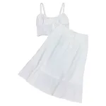 Completo donna retrò francese sexy, top bianco con bretelle e gonna. Un look elegante e seducente, perfetto per serate speciali e occasioni importanti. — foto 3