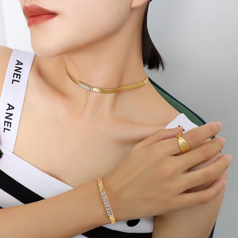 Colar e Pulseira de Aço Titânio Diamante Zircônio, sofisticação e força. Joia resistente e elegante para uso diário. Design moderno e durável. — foto 12
