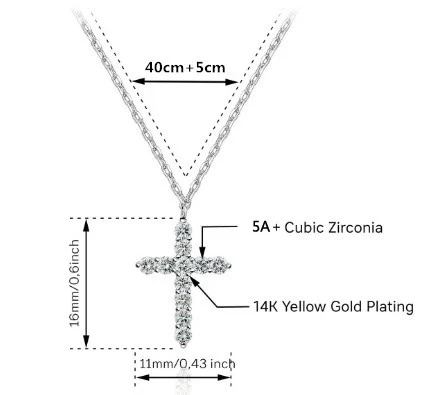 Title 1, Colar Cruz Prata 925 com Diamantes – Joia Femin...