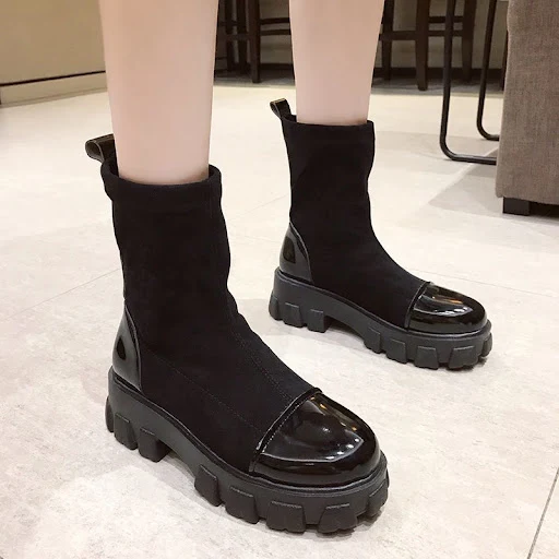 Title 5, British style sponge cake platform Martin boots...
