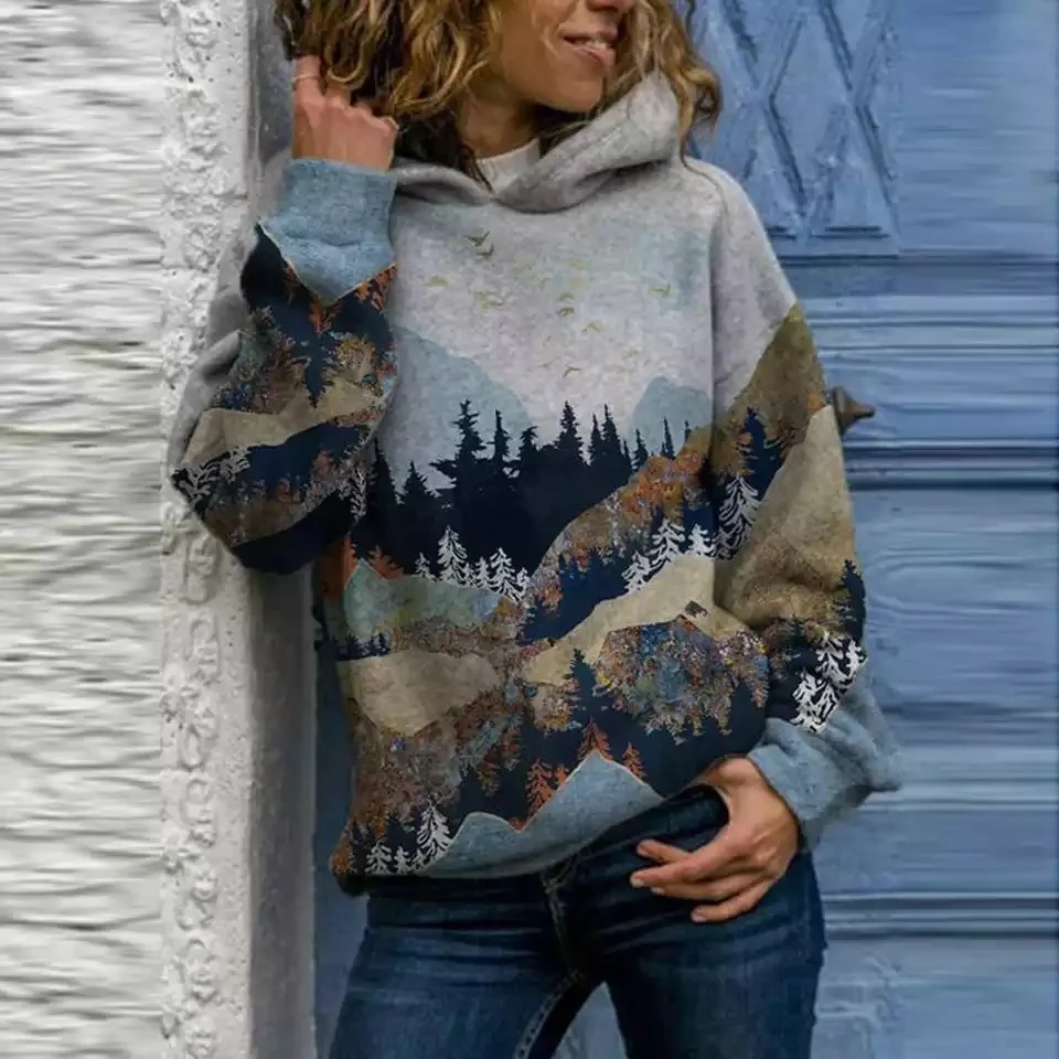 Title 2, Damen Mountain Treetop Kapuzenpullover mit Prin...