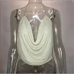 Metallic lovertjes Sling Deep V navelstrengvest — foto 9