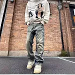 American-Style Loose Straight Leisure Washed-Out Cowboy Trousers for Men. Comfortable, casual jeans for everyday wear wi — photo 5