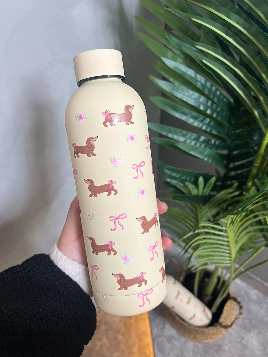 Floral Sausage Dog Large Capacity Vacuum Cup Portable Water Cup for hot or cold drinks, perfect for on the go, keeps bev — photo 14