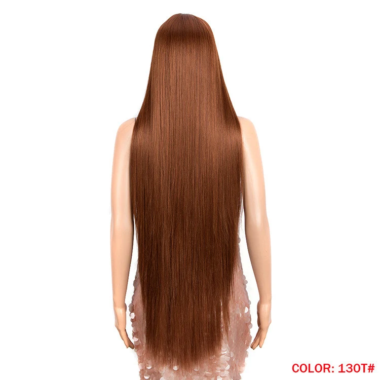 Peruca de fibra sintética de cabelo longo e liso, ideal para visuais elegantes e modernos com fácil aplicação e efeito natural. — foto 1