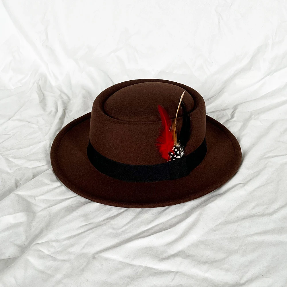 Title 12, Small Flat Top Mens Old White Felt Top Hat, a ...