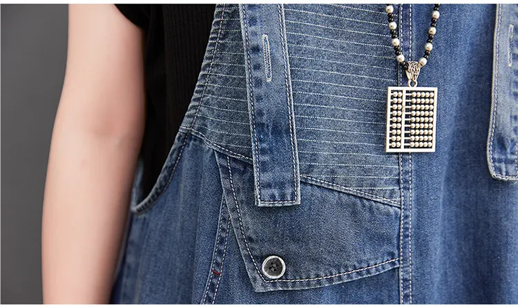 Overoles Harem de Rayas Sueltos y Casuales con Diseño a Contraste para un Look Relajado y Moderno. Pantalones Amplios y Cómodos para Mujer. — foto 8