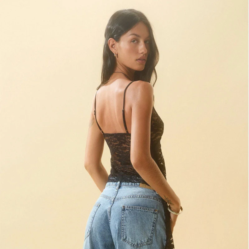 Women's Sling Backless Top Lace Shirt. A stylish and elegant choice. Perfect for any occasion, offering a comfortable an — photo 1