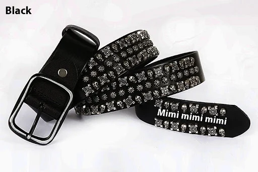 Title 8, Cinto Punk Masculino Couro Bovino Caveira Rebit...