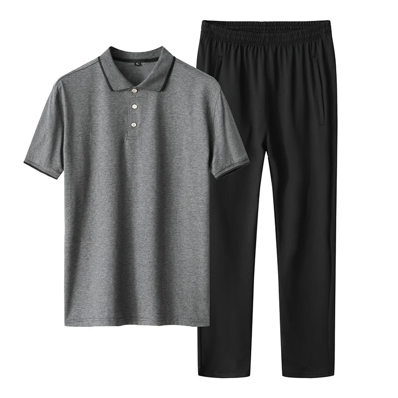 Plus Size Leisure Two-piece Ice Silk Father Sportswear, comfortable and breathable athletic wear perfect for active dads — photo 1