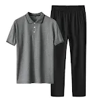 Plus Size Leisure Two-piece Ice Silk Father Sportswear, comfortable and breathable athletic wear perfect for active dads — photo 1