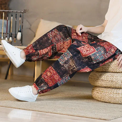 Title 2, Mens Floral Loose Sports and Leisure Wide Leg ...