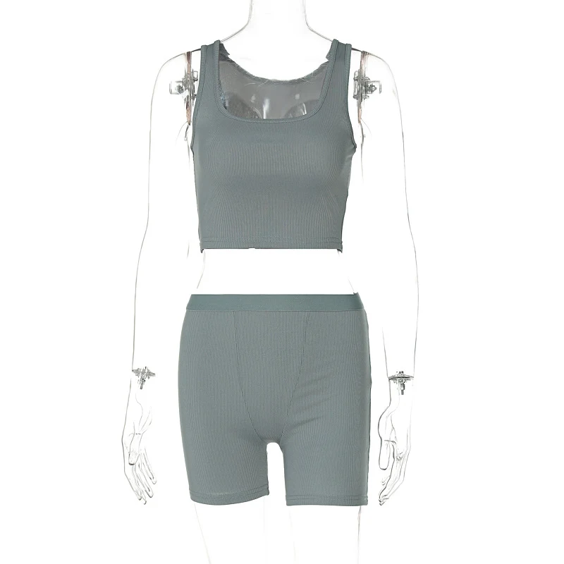 Conjunto Deportivo de Verano Chaleco Corto y Pantalones Cortos Ajustados para Mujer Ideal para Fitness y Actividades Deportivas — foto 4