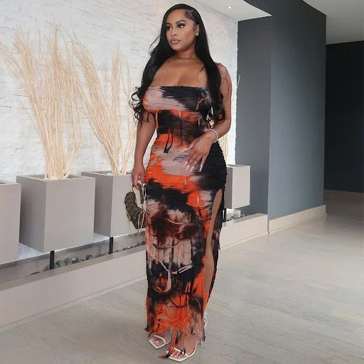 Title 7, Summer Sleeveless Backless Slit Tie-dye Dress W...