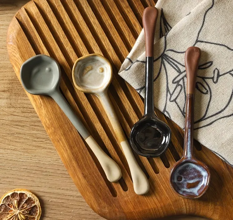 Title 6, Ceramic Long Handle Small Spoon for Household D...