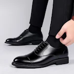 Scarpe in pelle da uomo con soletta rialzante, punta affusolata, scarpe da matrimonio perfette per aumentare l'altezza. — foto 18