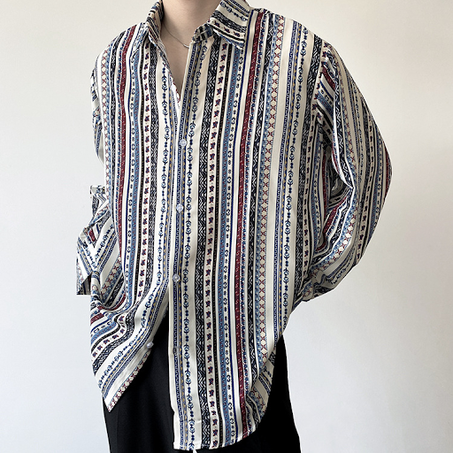 Title 2, Mens Retro Vacation Style European Long Sleeve...