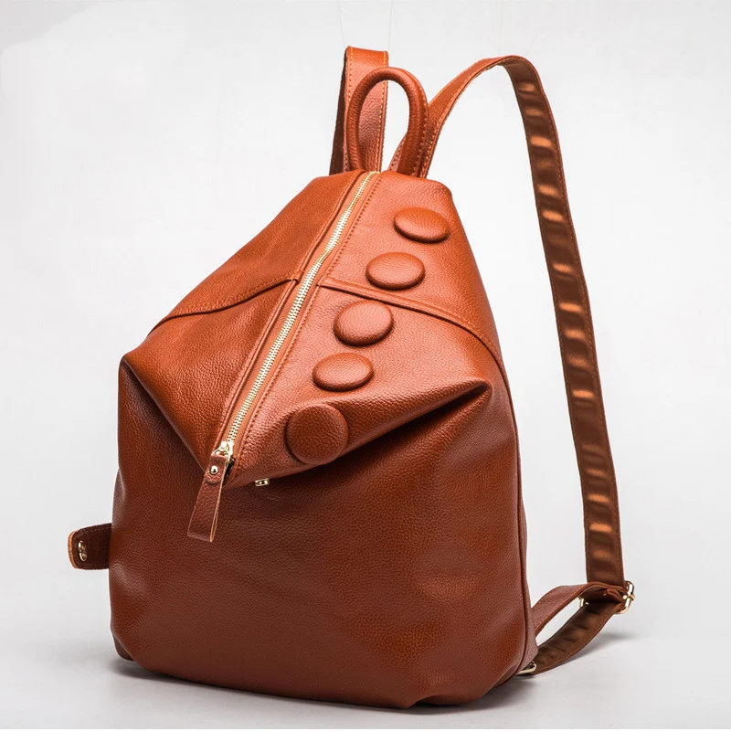 Title 19, Zaino da donna in vera pelle con texture litchi...