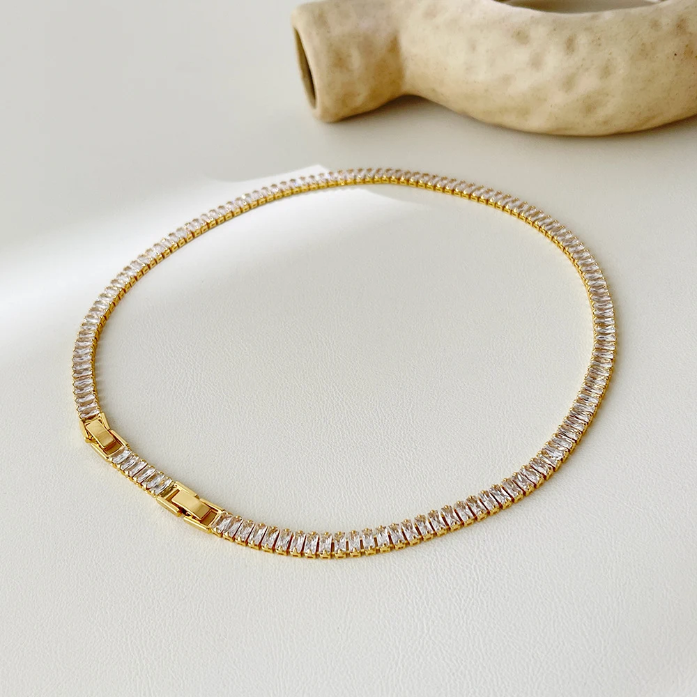 Colar e pulseira de tênis com zircônia simples. Brilho elegante, perfeito para uso diário ou ocasiões especiais, fácil de combinar. — foto 6