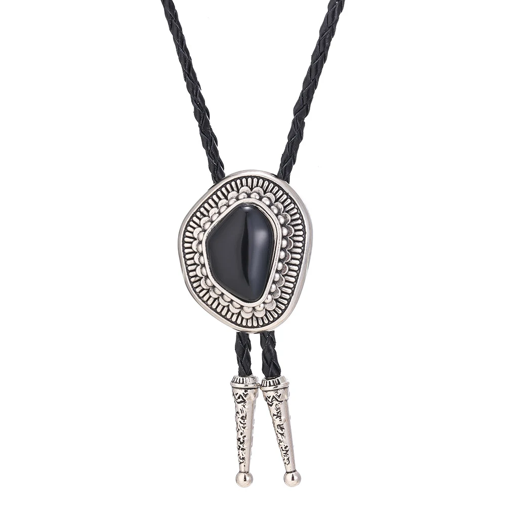 Gravata Bolo de Ágata Turquesa com Padrão Celta Elegância masculina com pedra natural e design artístico. Acessório perfeito para um visual sofisticado. — foto 6