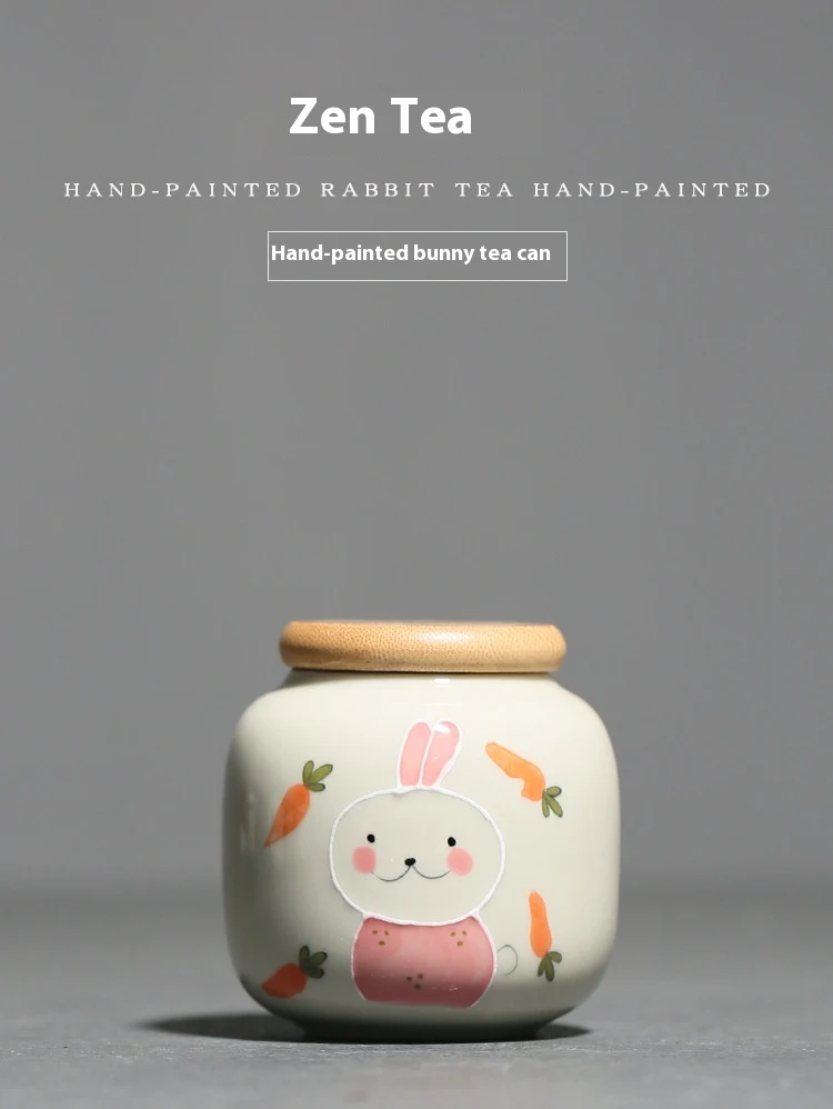 Title 1, Hand-painted Cute Rabbit Tea Jar for Household ...