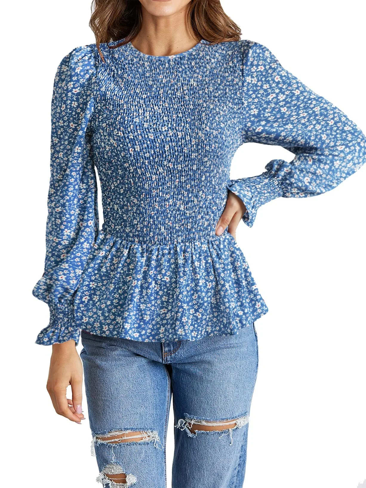 Top de camisa estampada túnica de manga comprida — foto 6