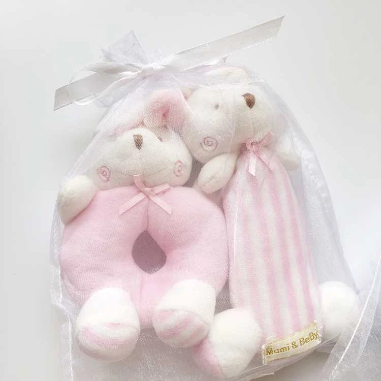 Chocalho de bebê de algodão puro Brinquedo macio e seguro para o bebê, estimula os sentidos, alivia a gengiva com textura natural. — foto 3