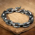 Pulseira grossa de corrente curb para homens com personalidade forte, moda masculina. Design robusto para um visual dominante e cheio de estilo. — foto 1