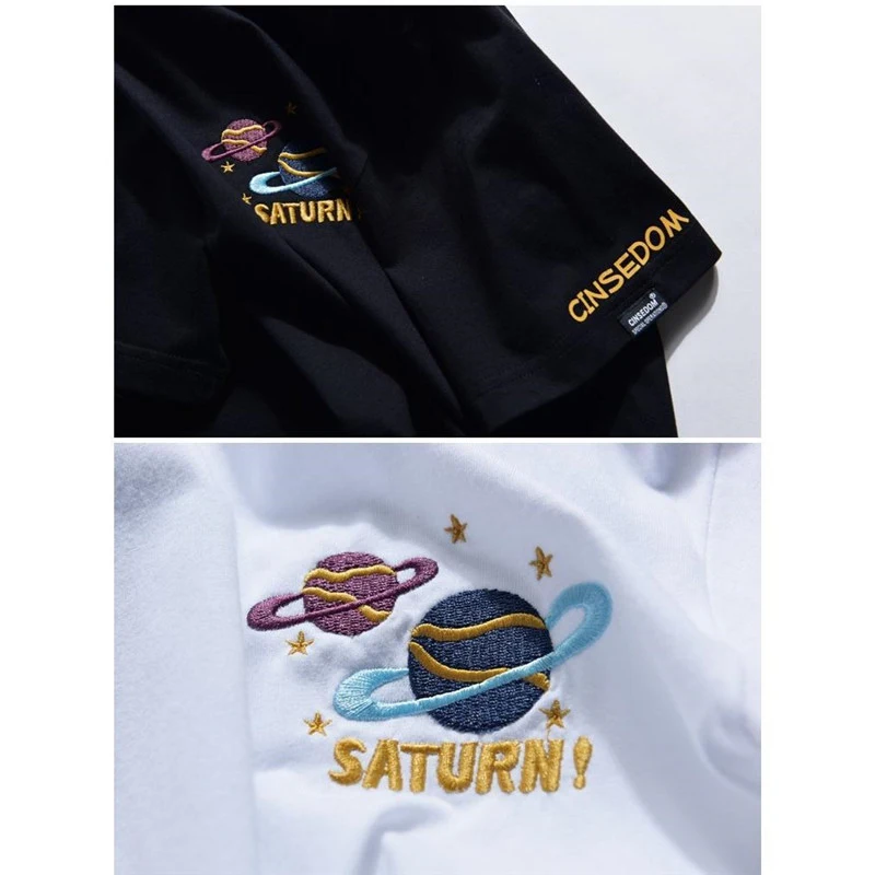Round neck embroidery creative short sleeve T-shirt for ultimate comfort and style. Express yourself with this unique an — photo 3