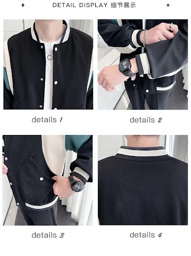 Title 12, Mens Youth Stand Collar Stitching Casual Cotto...