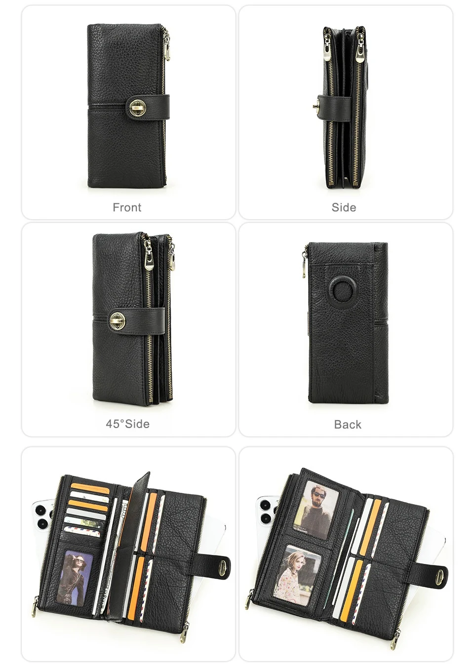Title 9, Long Buckle Cowhide Wallet for Men, securely st...
