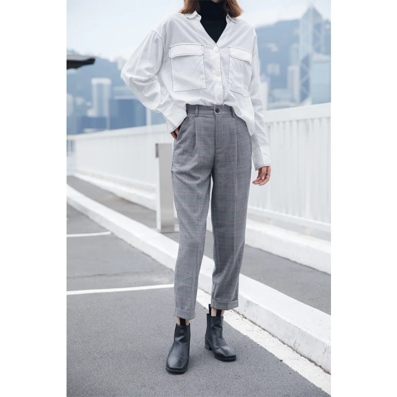 MOMO Foam pants, flattering retro style, new chic lattice nine pants, radish-cut suit trousers, offering a modern and st — photo 6