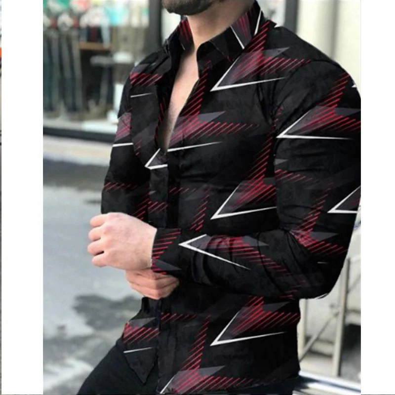 Camisa masculina de manga longa com estampa Roupas masculinas modernas e confortáveis Estilo para homens em todas as ocasiões Design elegante e atual — foto 12