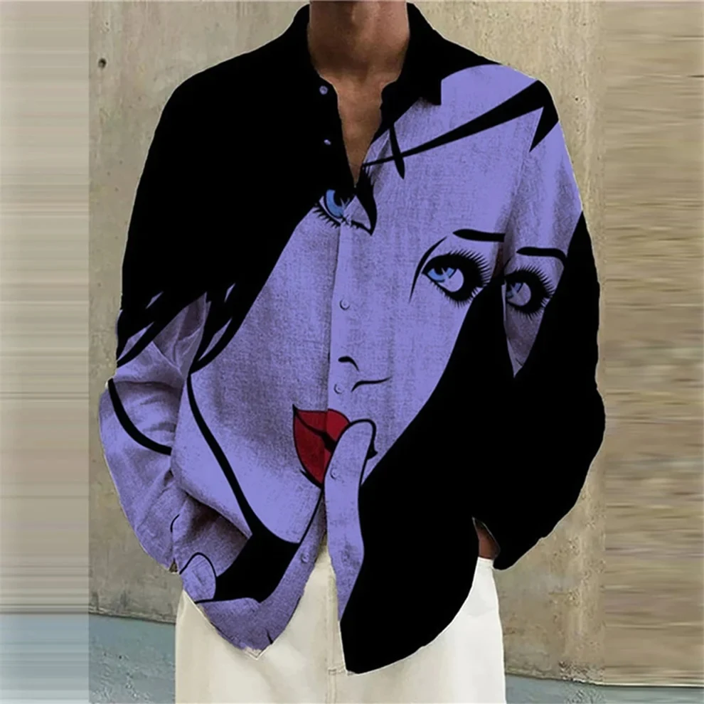 Men's Fashion Casual Printing Long Sleeve Shirt – Comfortable and Stylish for Everyday Wear, Versatile for Casual Outing — photo 2