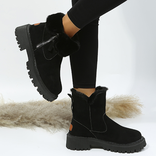 Title 7, Womens Thick Plush Snow Boots Faux Suede Non-s...