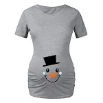 Natal dos desenhos animados boneco de neve impressão vestido de maternidade verão plus size maternidade camiseta de manga curta — foto 5