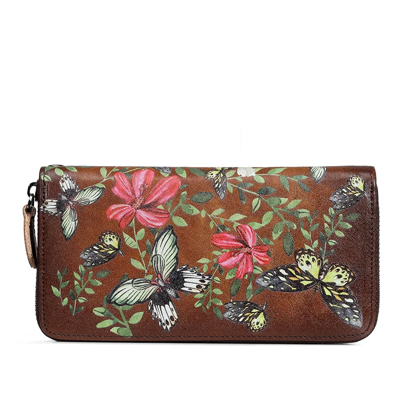Title 2, Tree Paste Leather Zipper Bag Retro First Layer...