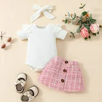 Babyrok en blouse set met korte mouwen. Ideaal voor comfort en stijl op warme dagen. Perfect voor casual gelegenheden of speciale evenementen. — foto 7
